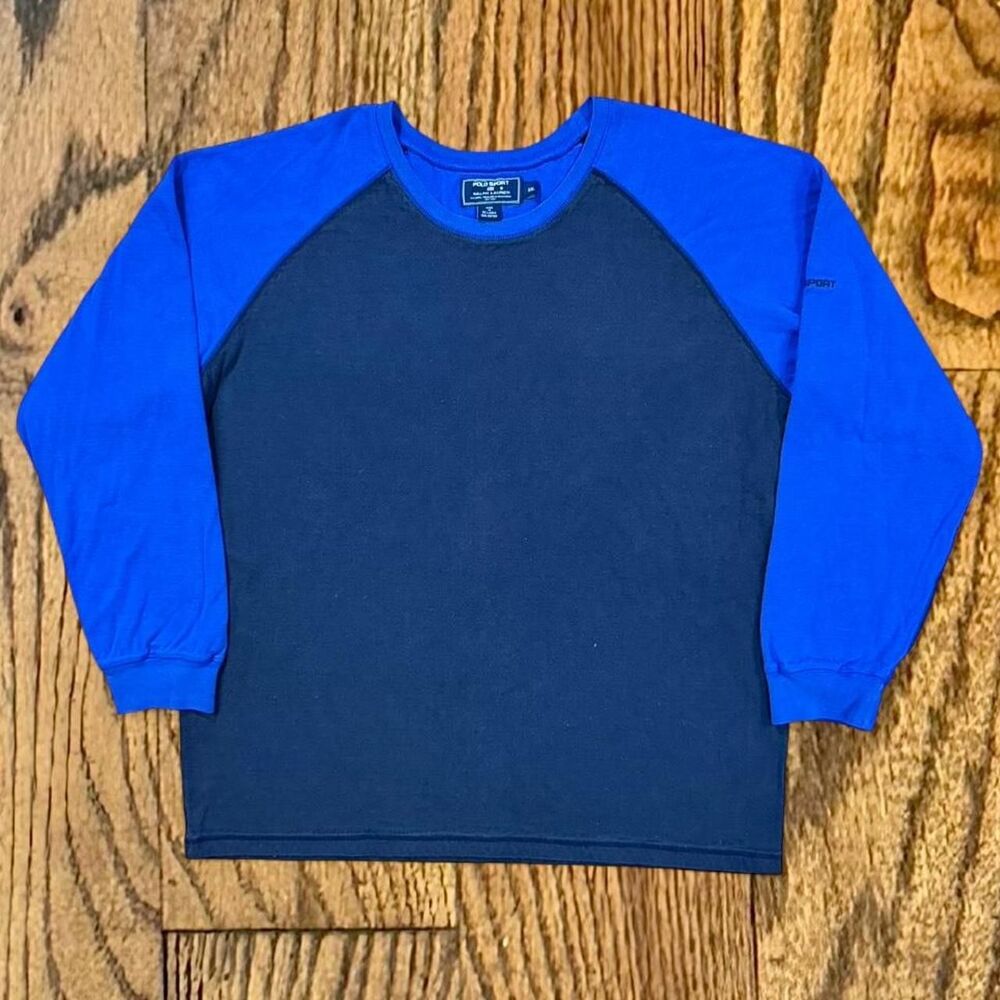Vintage Polo Sport Embroidered Long Sleeve Two Tone Shirt